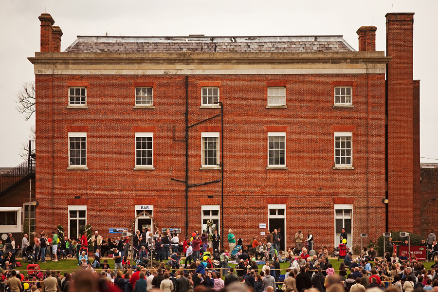 Crowds on the back lawn at Hall Place