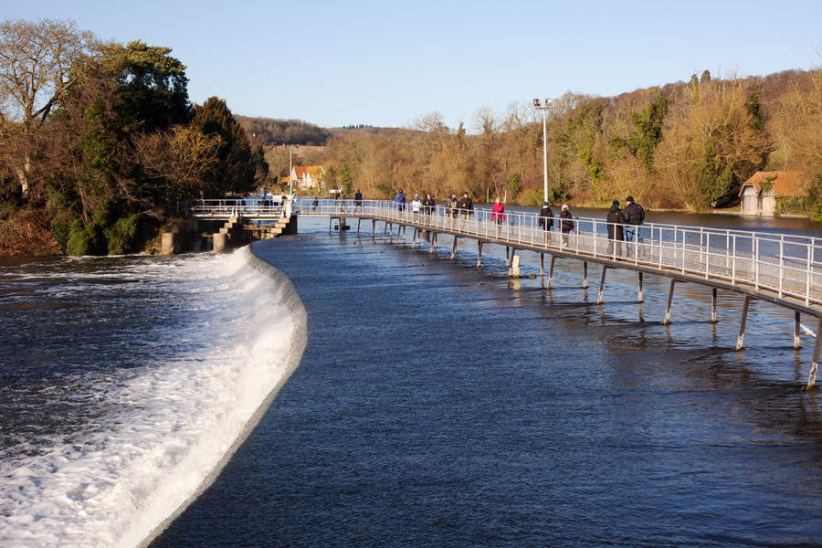 Looking across the weir