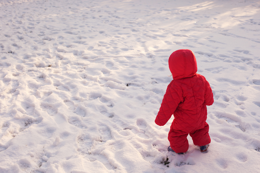 Emily facing a sea of white