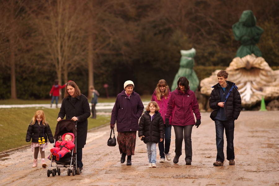 Walking through slush up the drive