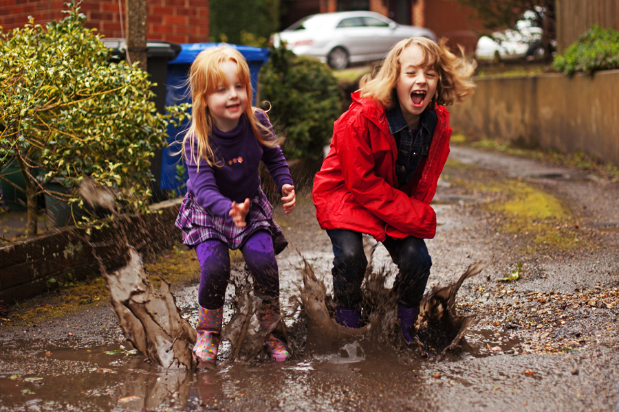 Two soaked girls