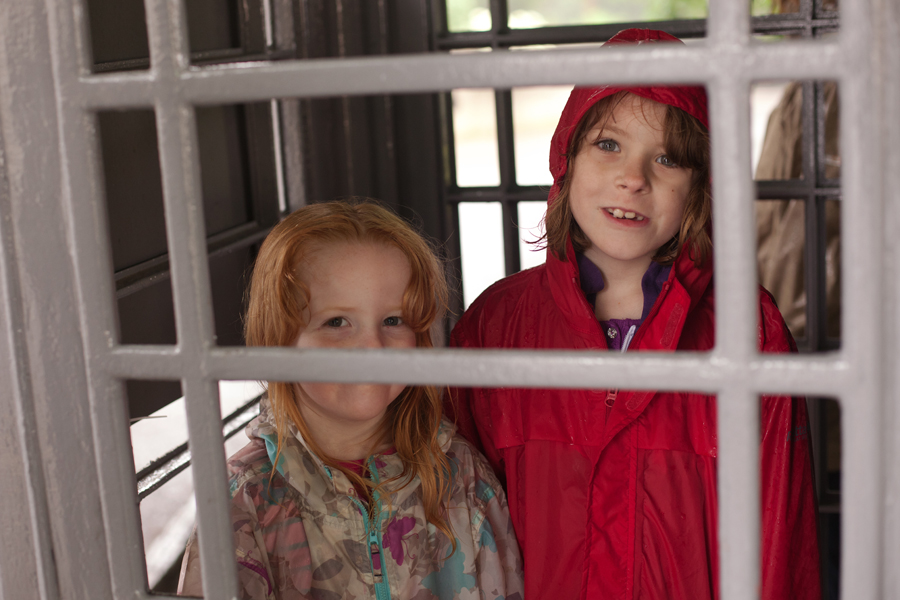 Holly and Rebekah taking shelter
