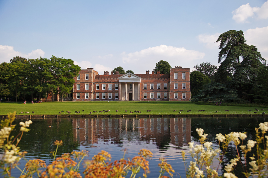 Looking across the lake to the house
