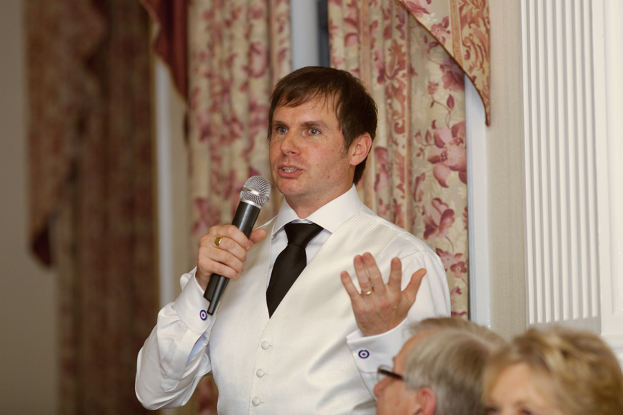 James delivering the Best Man's speech