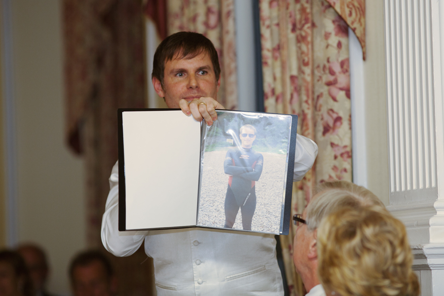 Steve wearing a lady's wetsuit