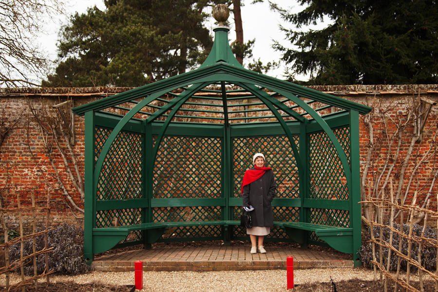 Mum trying to shelter from the wind