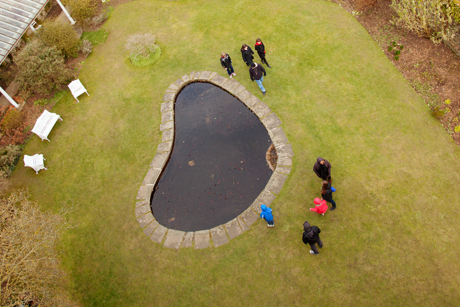 Looking down from the tower