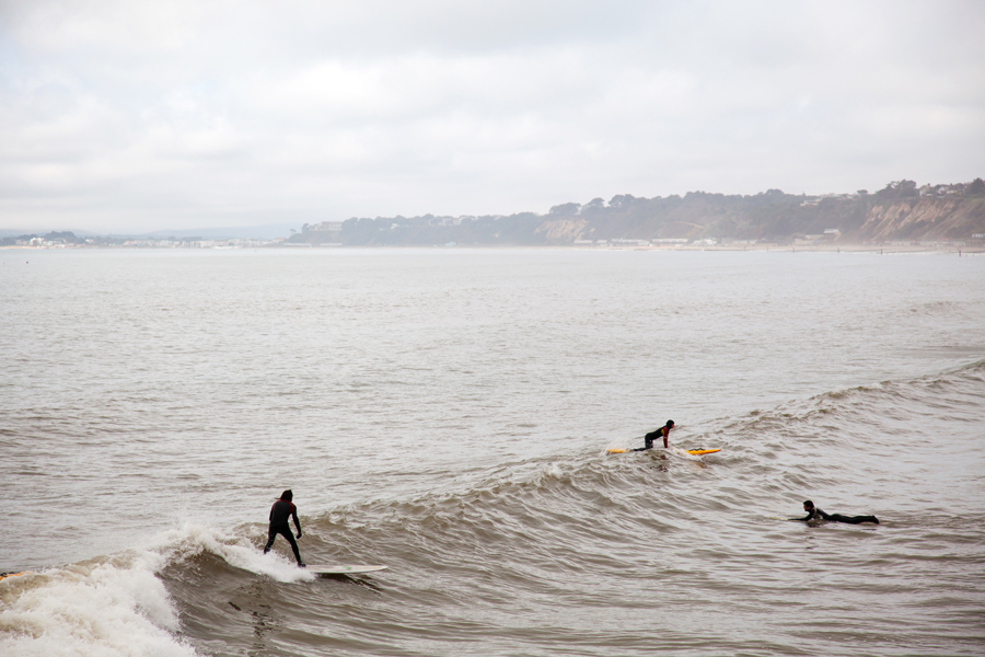 Surfers at play