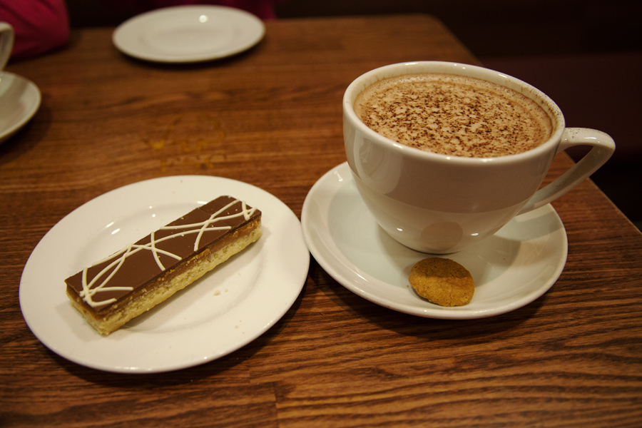 Millionaire shortbread and hot chocolate
