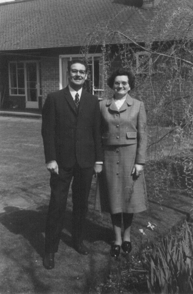 Grandad and Grandma in their back garden at 55 Cookham Road in 1971