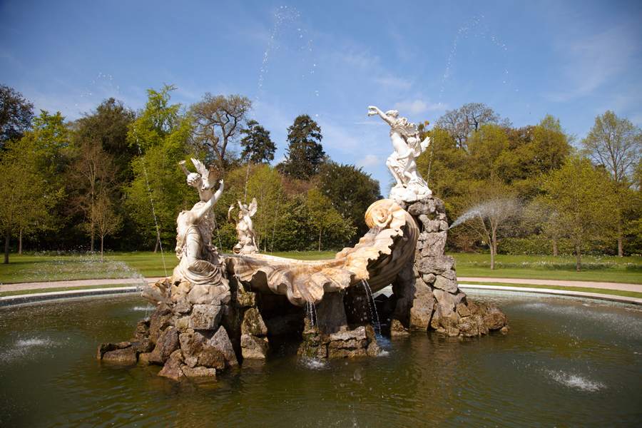 The fountain bathed in sunshine