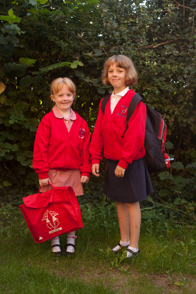 Holly and Rebekah ready for school