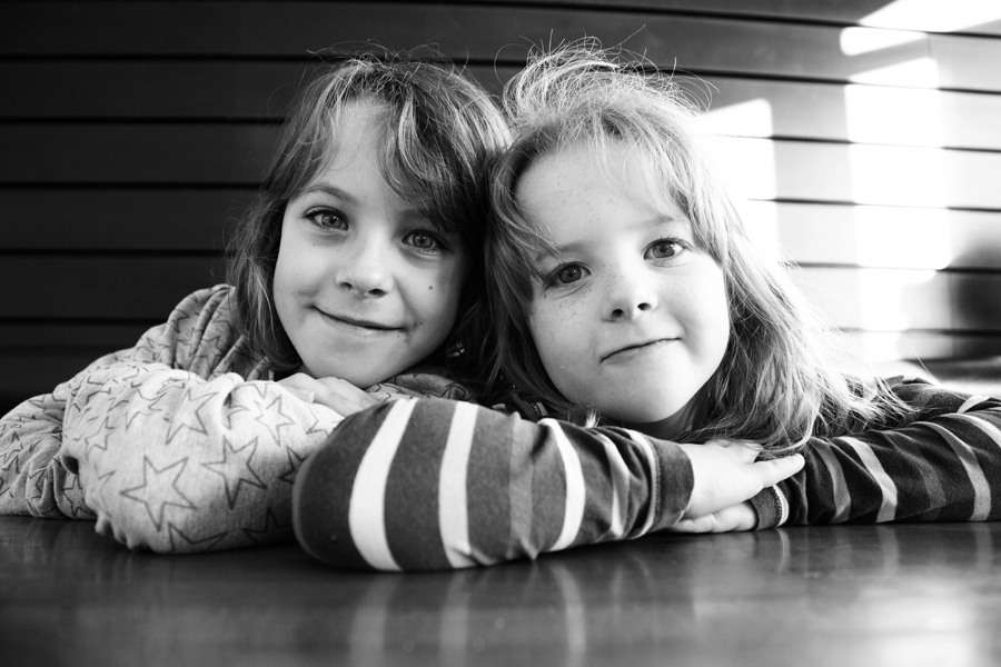 Rebekah and Holly escaping the wind