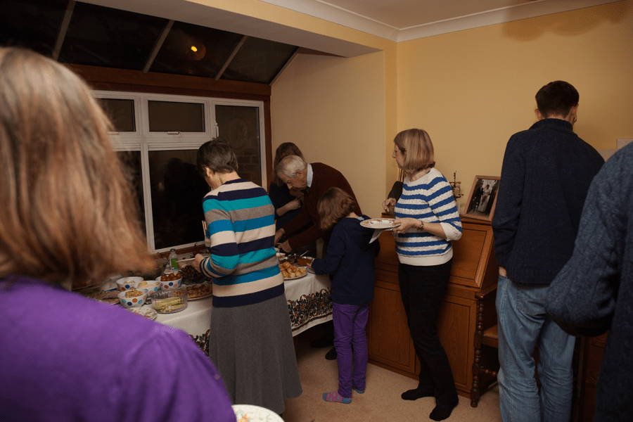 The rush for the food