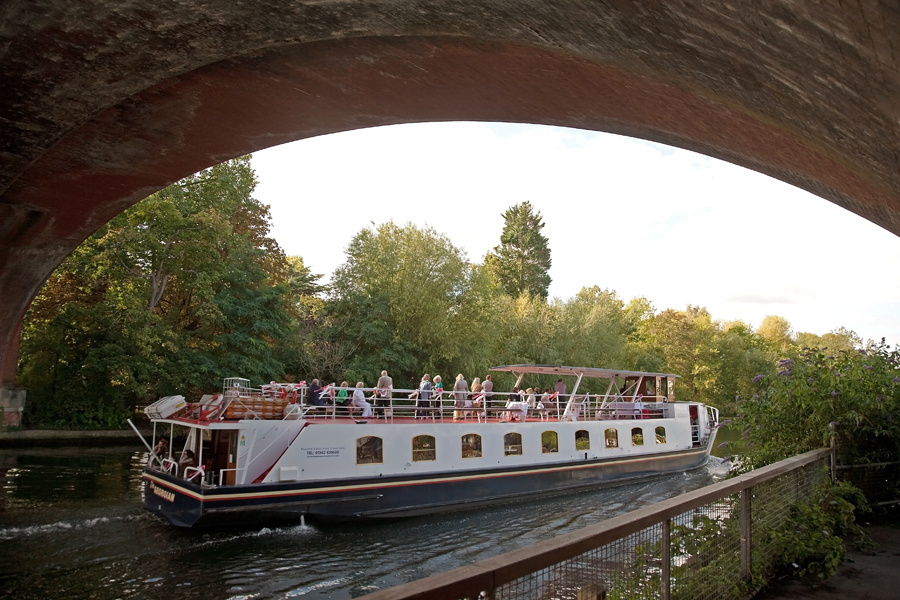 A boat passes through