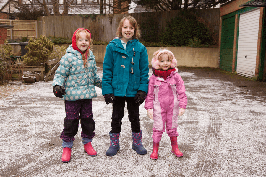 Three girls in the 'snow'